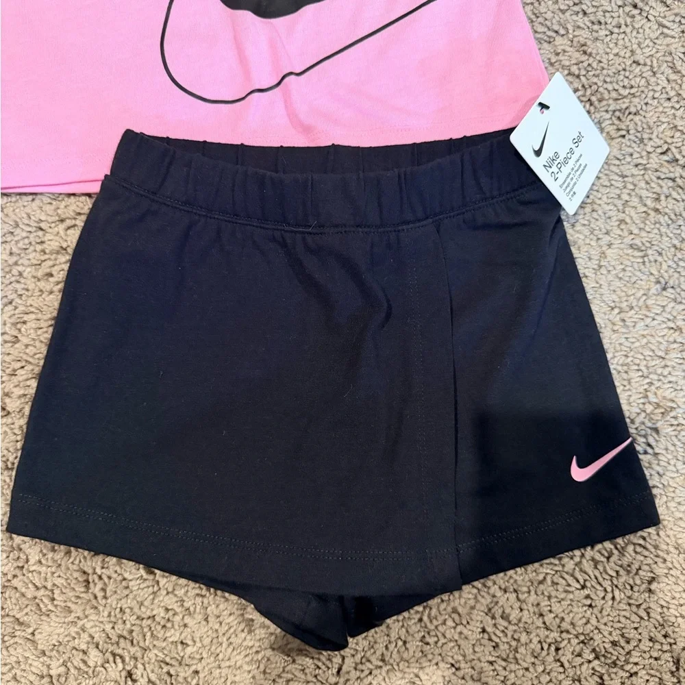 Nike Pink Top and Black Athletic Shorts Set